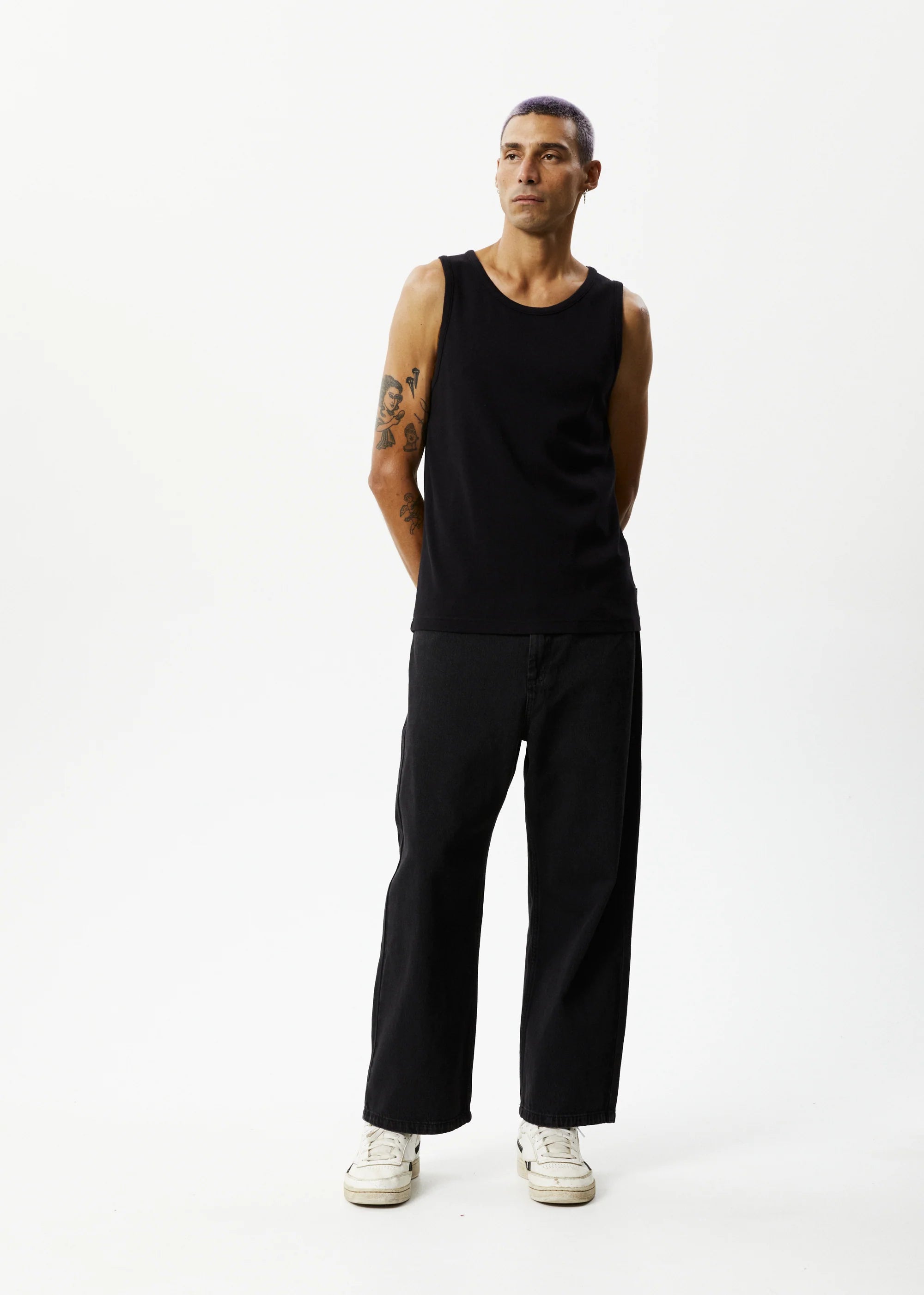 Afends Paramount Recycled Rib Singlet Black