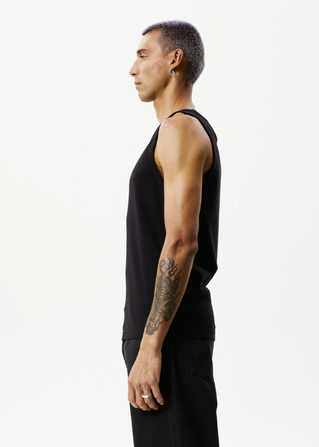 Afends Paramount Recycled Rib Singlet Black