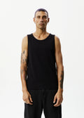 Afends Paramount Recycled Rib Singlet Black