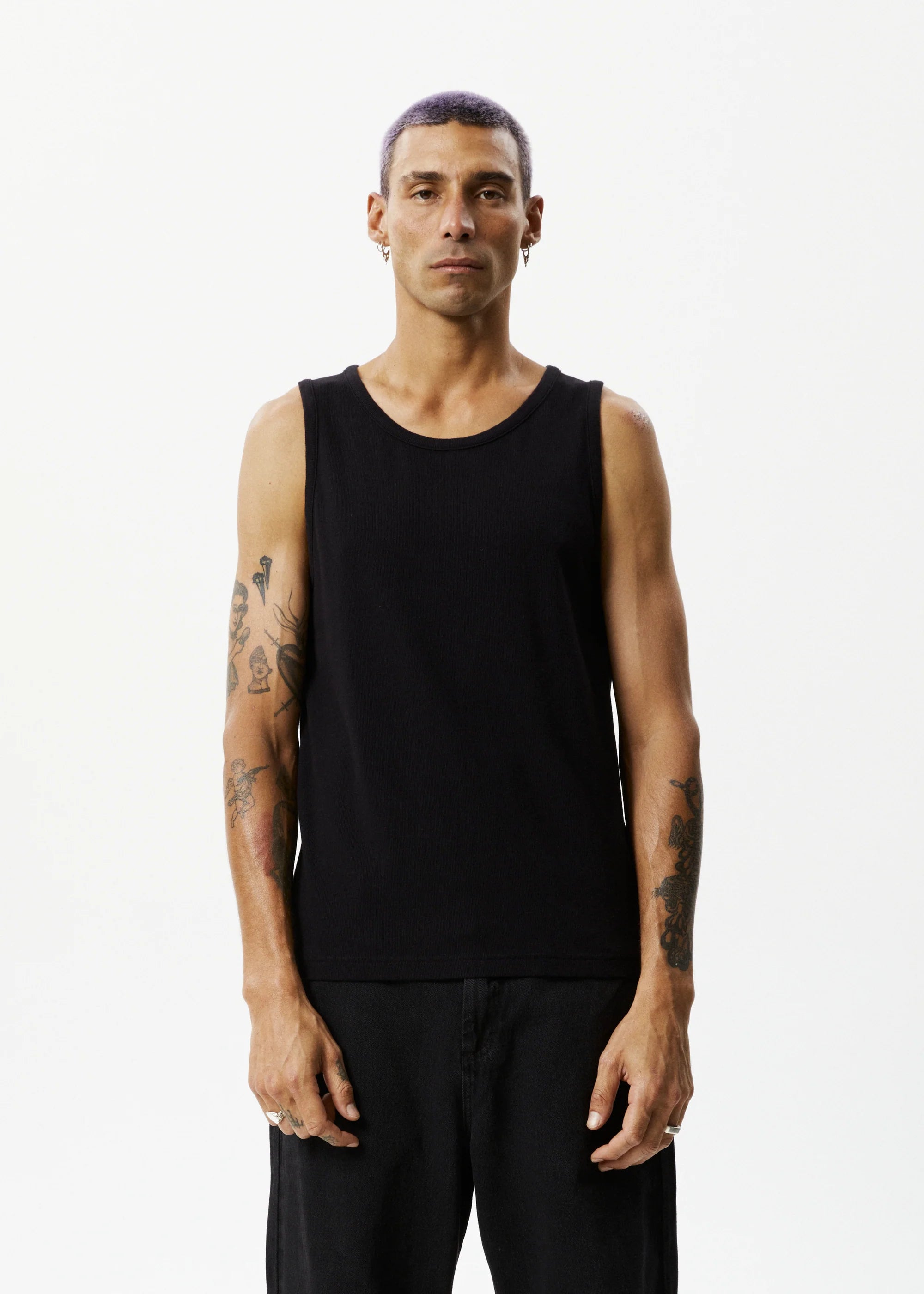 Afends Paramount Recycled Rib Singlet Black