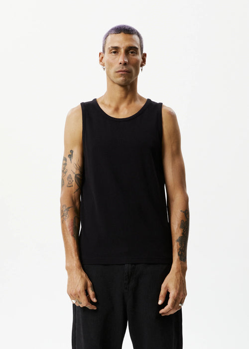 Afends Paramount Recycled Rib Singlet Black