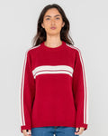 Rusty White Lines Crew Neck Knit