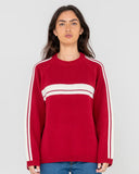 Rusty White Lines Crew Neck Knit
