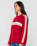 Rusty White Lines Crew Neck Knit