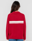 Rusty White Lines Crew Neck Knit
