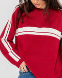 Rusty White Lines Crew Neck Knit