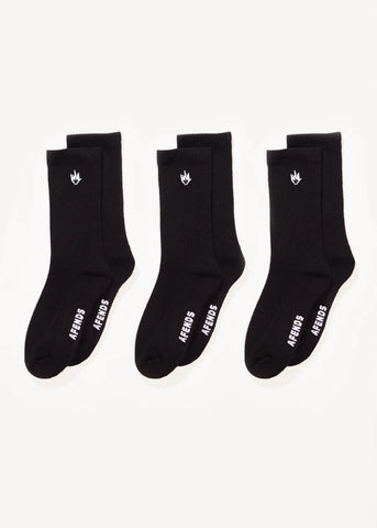 Afends Flame Socks Three Pack - Black