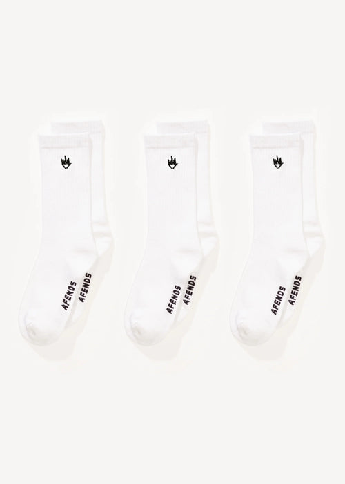 Afends Flame Socks Three Pack White