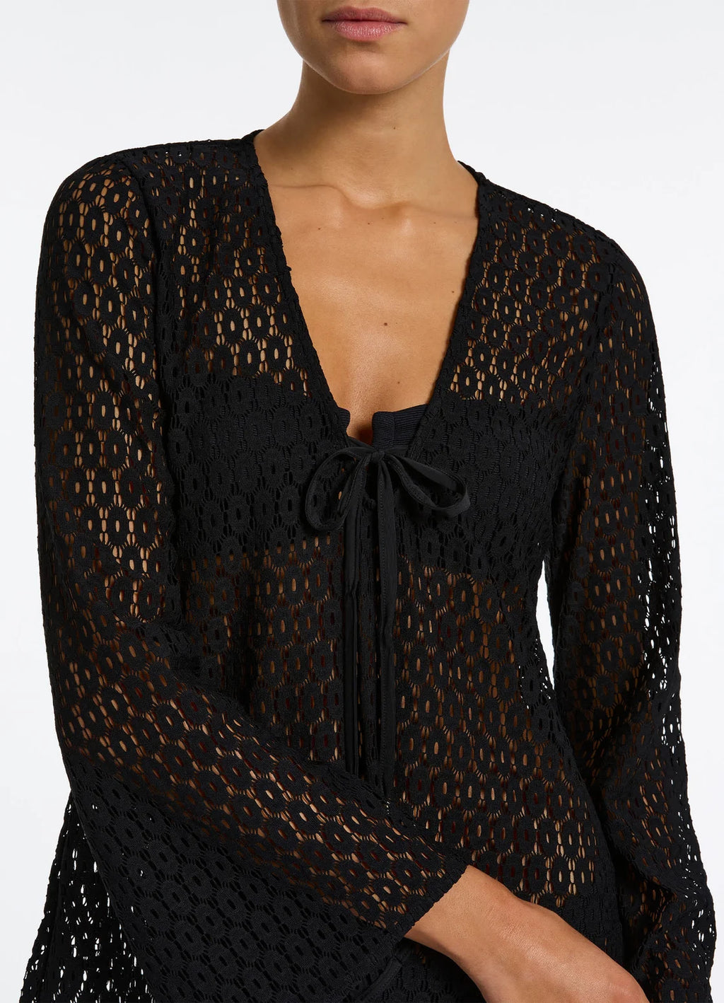 Jets Stretch Lace Kaftan - Black