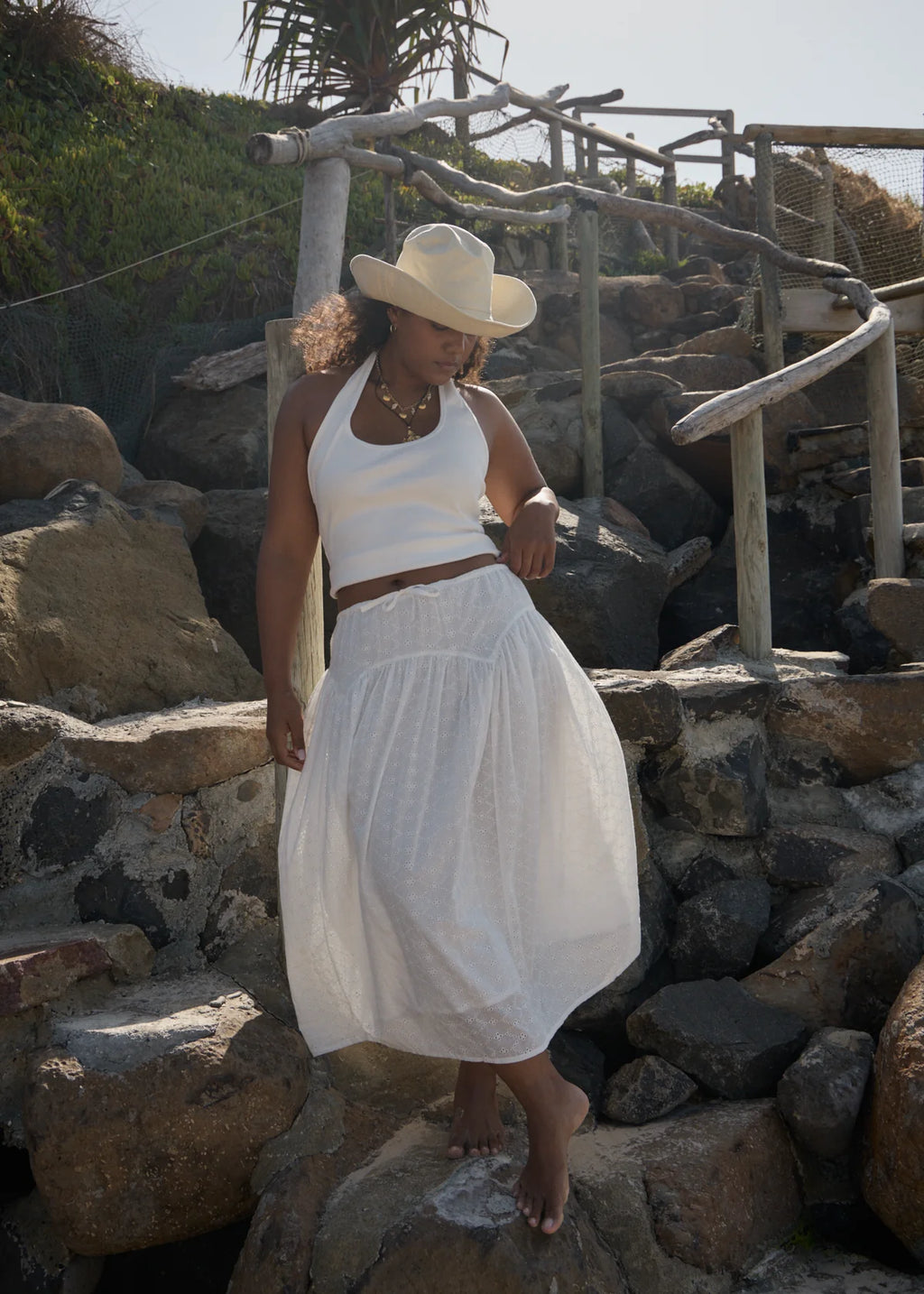 Afends Basis Rib Halter - White