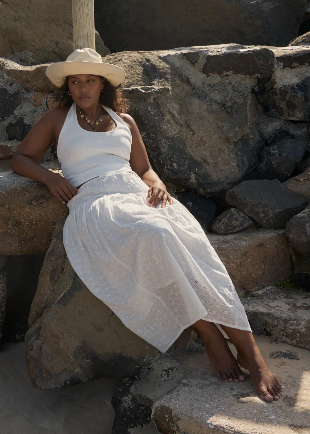 Afends Basis Rib Halter - White