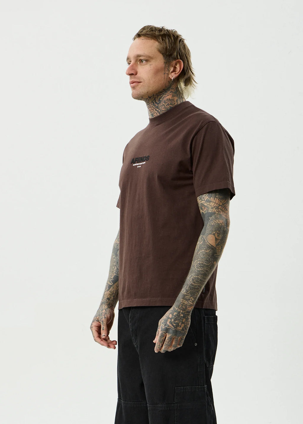 Afends Vinyl Recycled Retro Fit Tee Washed Coffee
