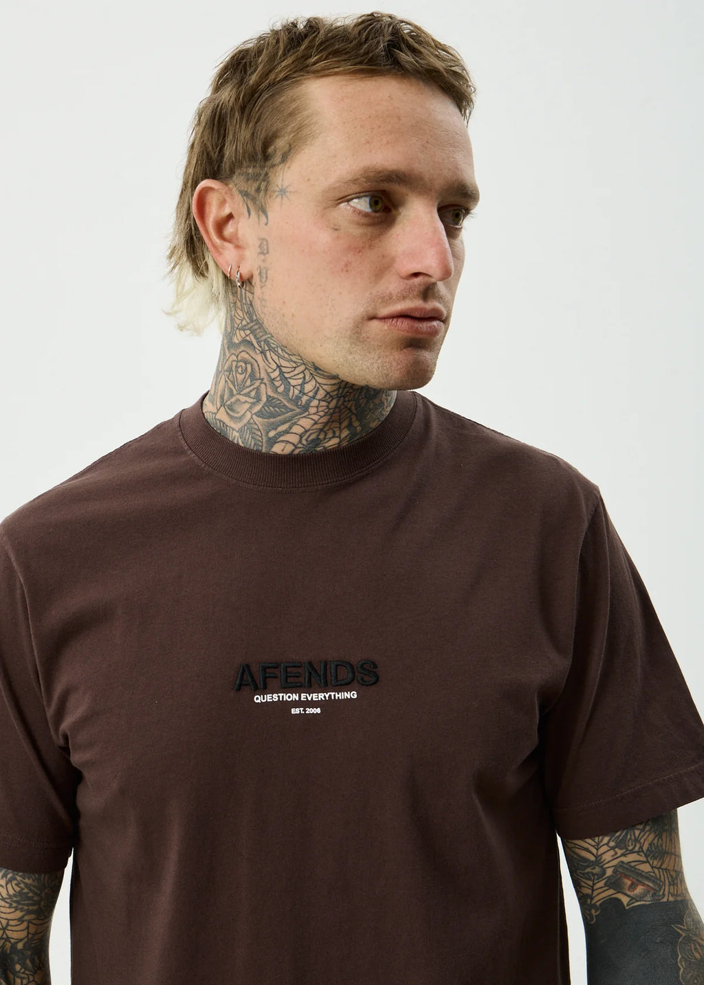Afends Vinyl Recycled Retro Fit Tee Washed Coffee