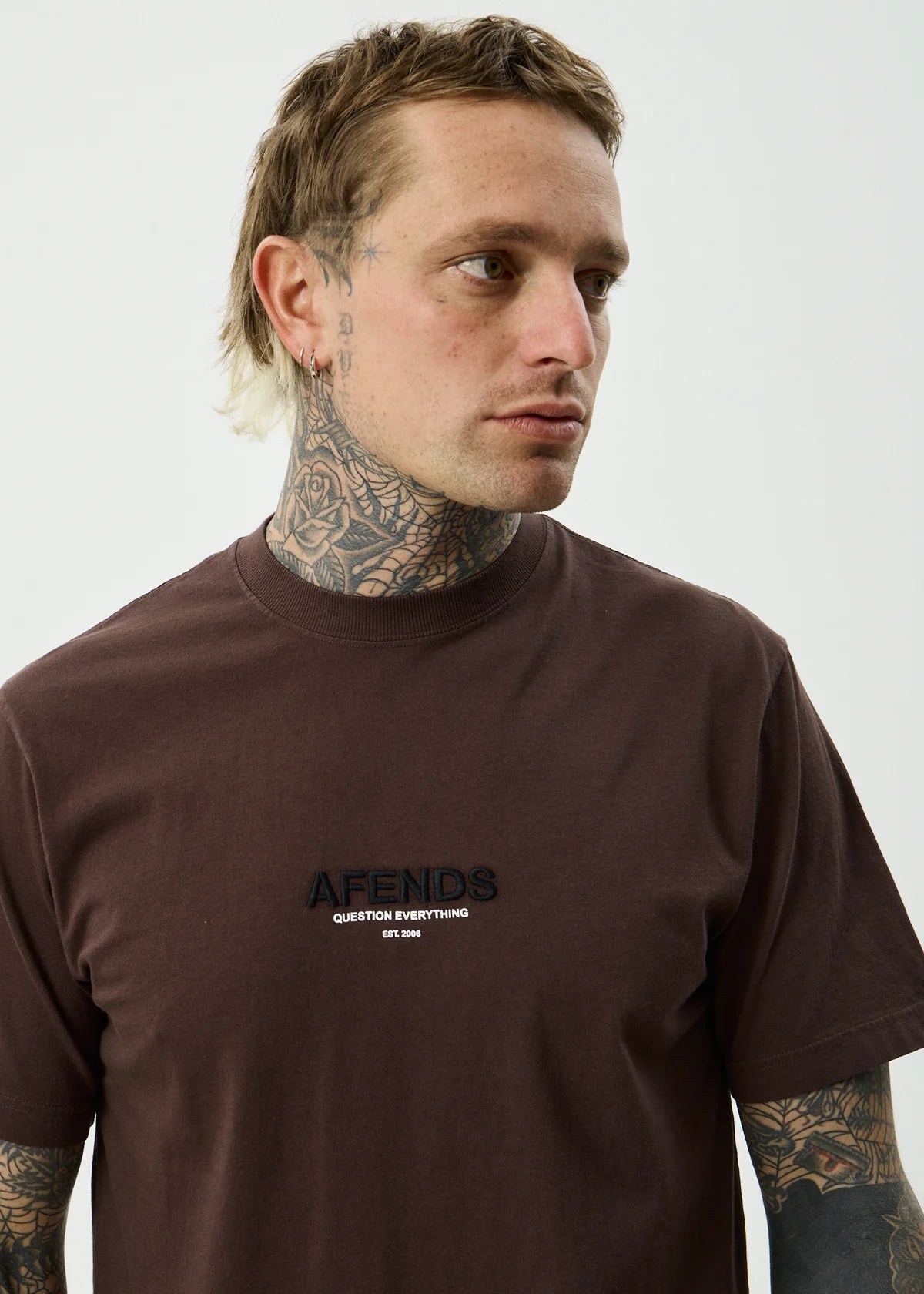 Afends Vinyl Recycled Retro Fit Tee Washed Coffee