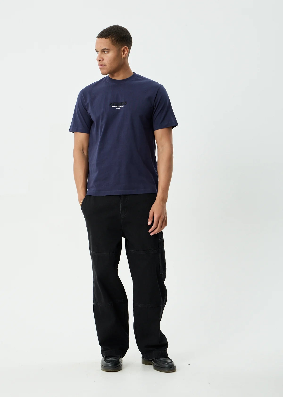 Afends Vinyl Recycled Retro Fit Tee - Washed Deep Sea