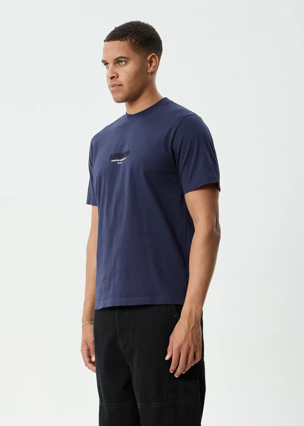 Afends Vinyl Recycled Retro Fit Tee - Washed Deep Sea