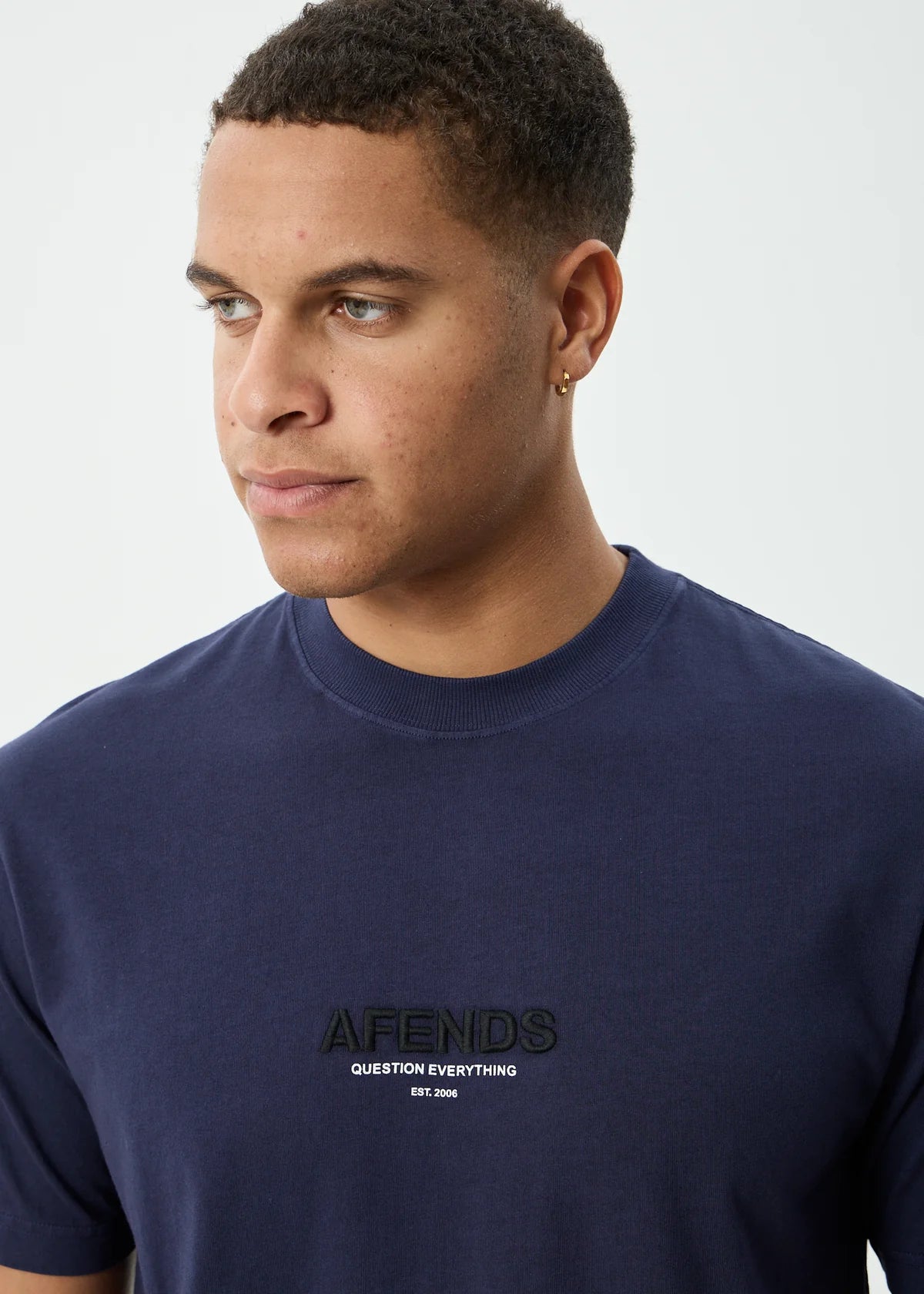 Afends Vinyl Recycled Retro Fit Tee - Washed Deep Sea