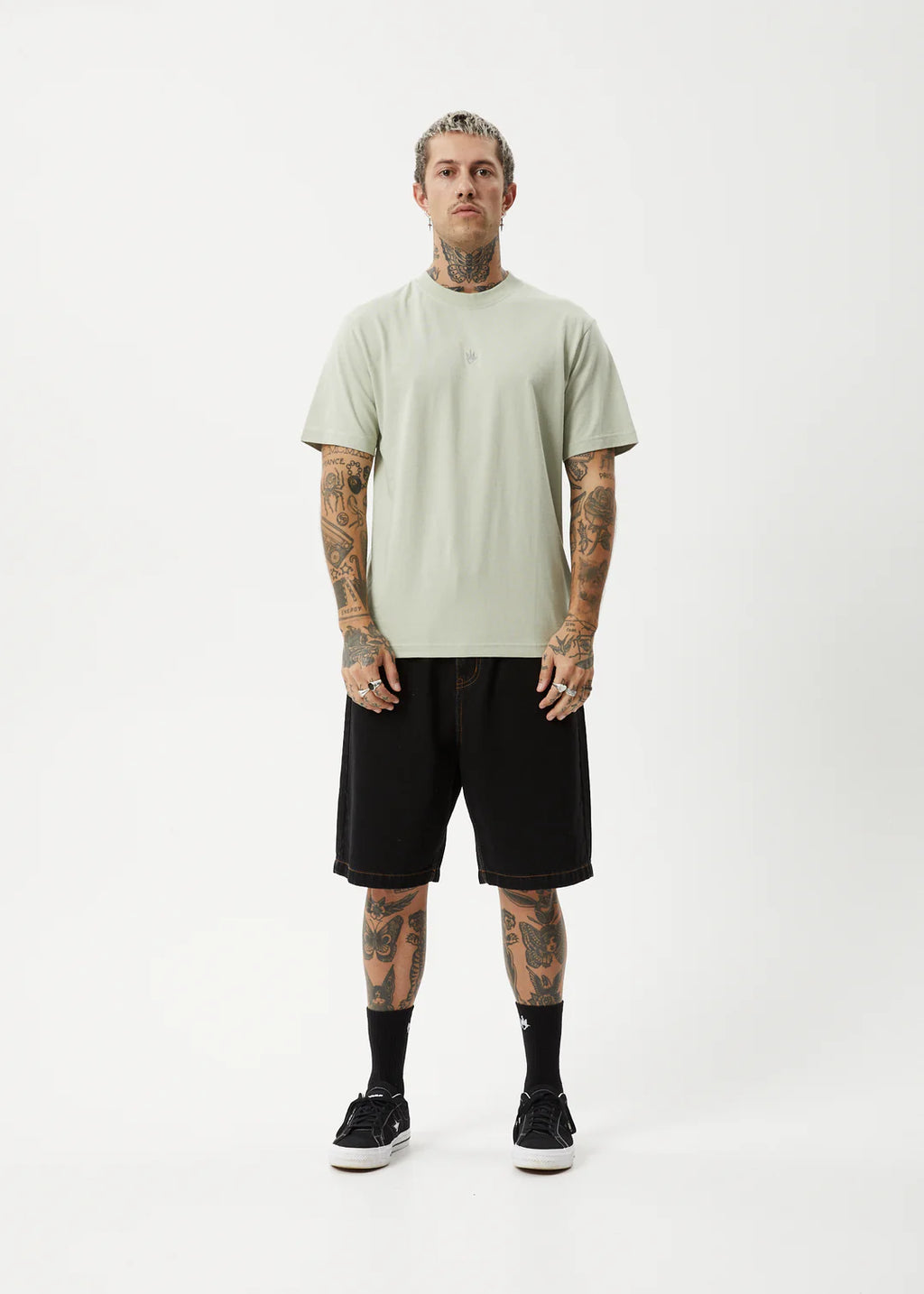 Afends Flame Recycled Retro Fit Tee Eucalyptus
