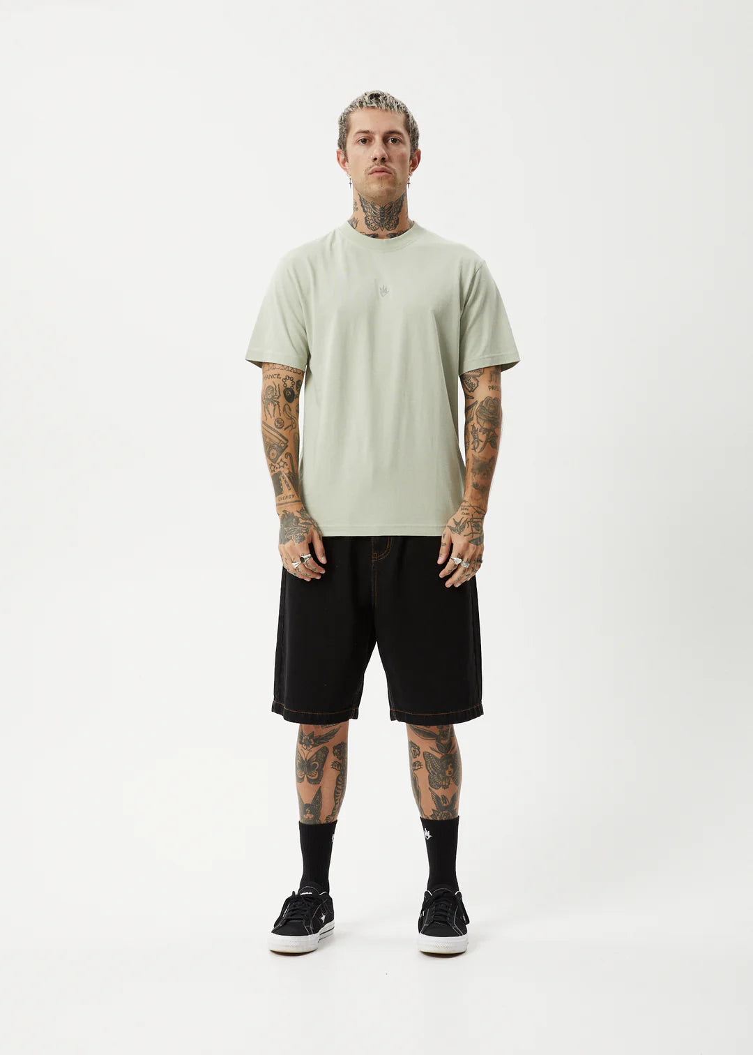 Afends Flame Recycled Retro Fit Tee Eucalyptus