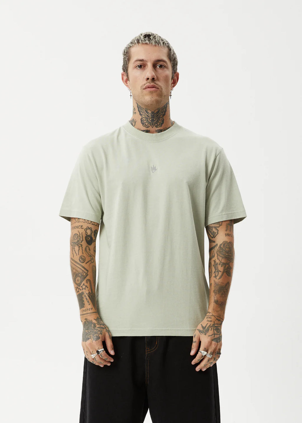Afends Flame Recycled Retro Fit Tee Eucalyptus