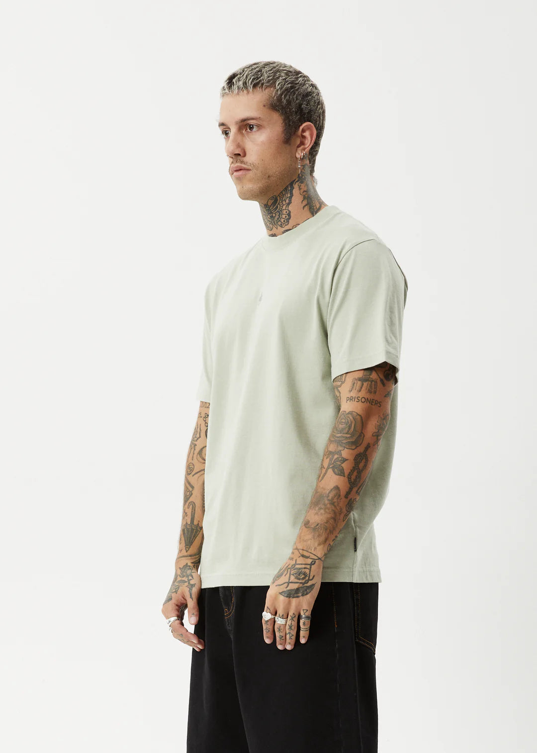 Afends Flame Recycled Retro Fit Tee Eucalyptus