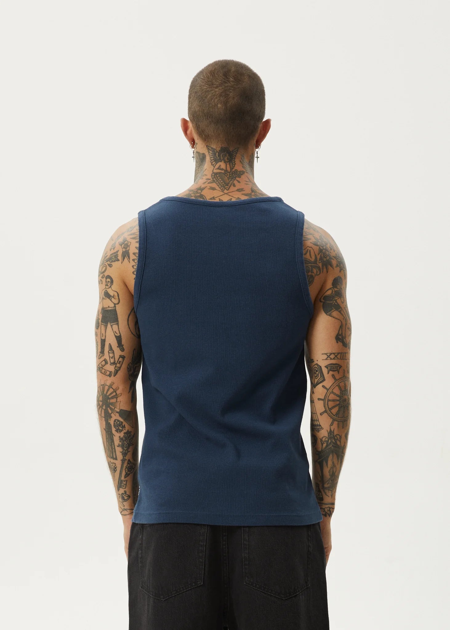 Afends Paramount Recycled Rib Singlet Navy