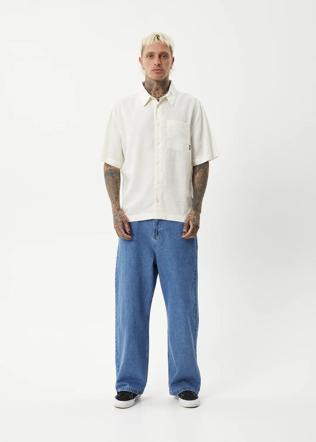 Afends Everyday Hemp Short Sleeve Shirt Off White