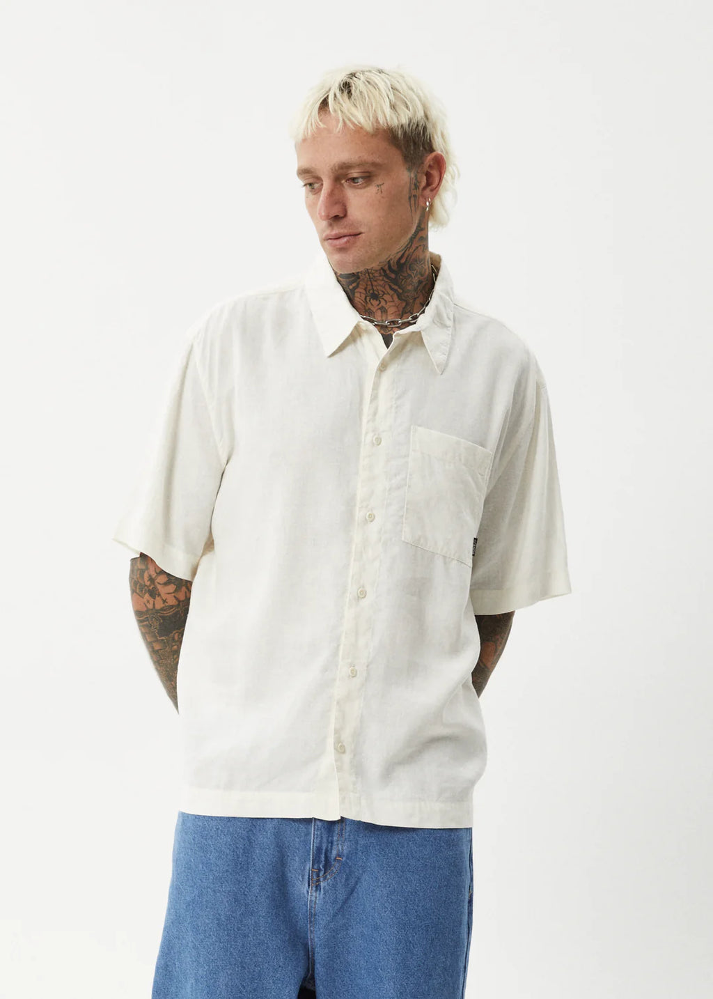 Afends Everyday Hemp Short Sleeve Shirt Off White