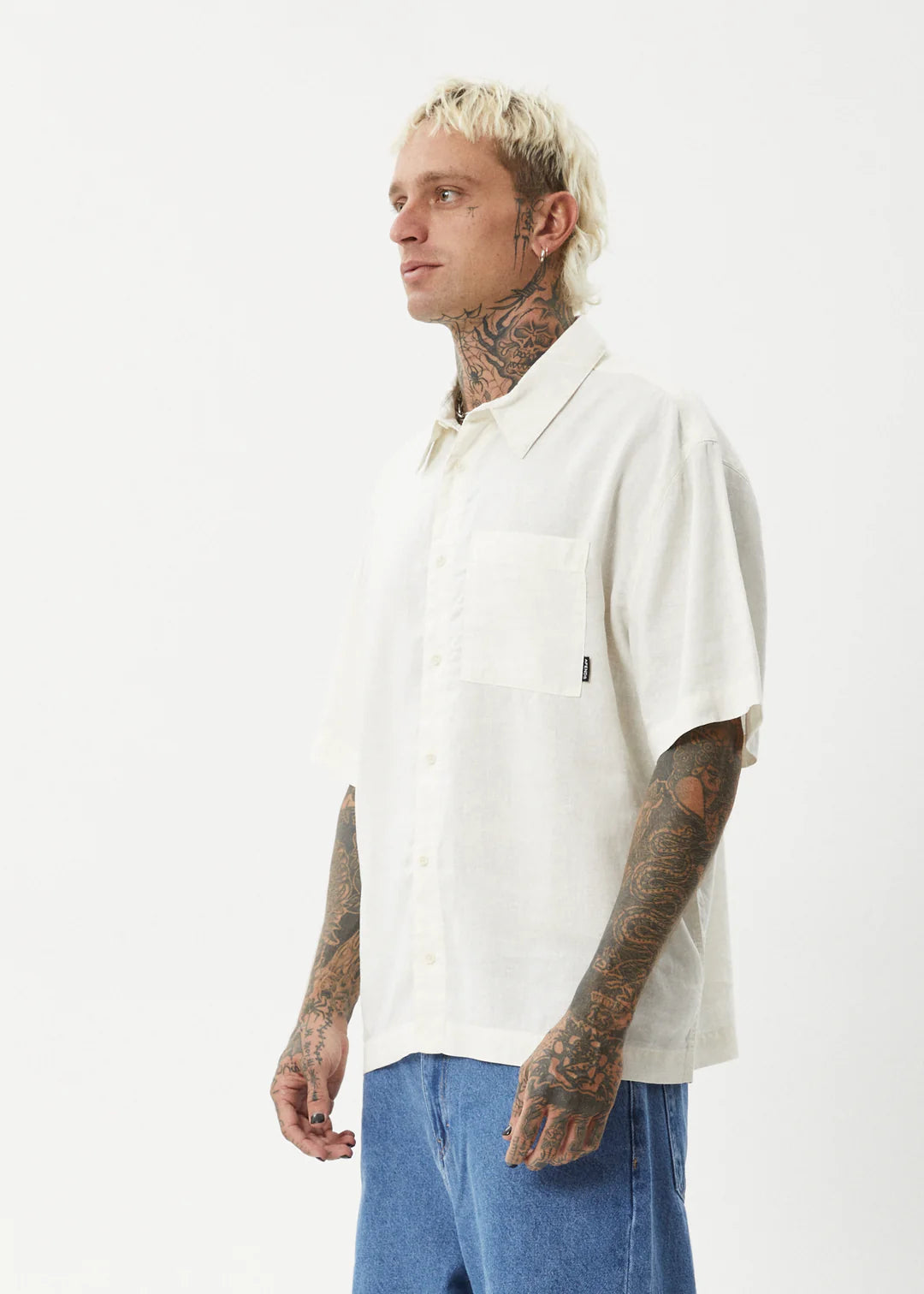 Afends Everyday Hemp Short Sleeve Shirt Off White