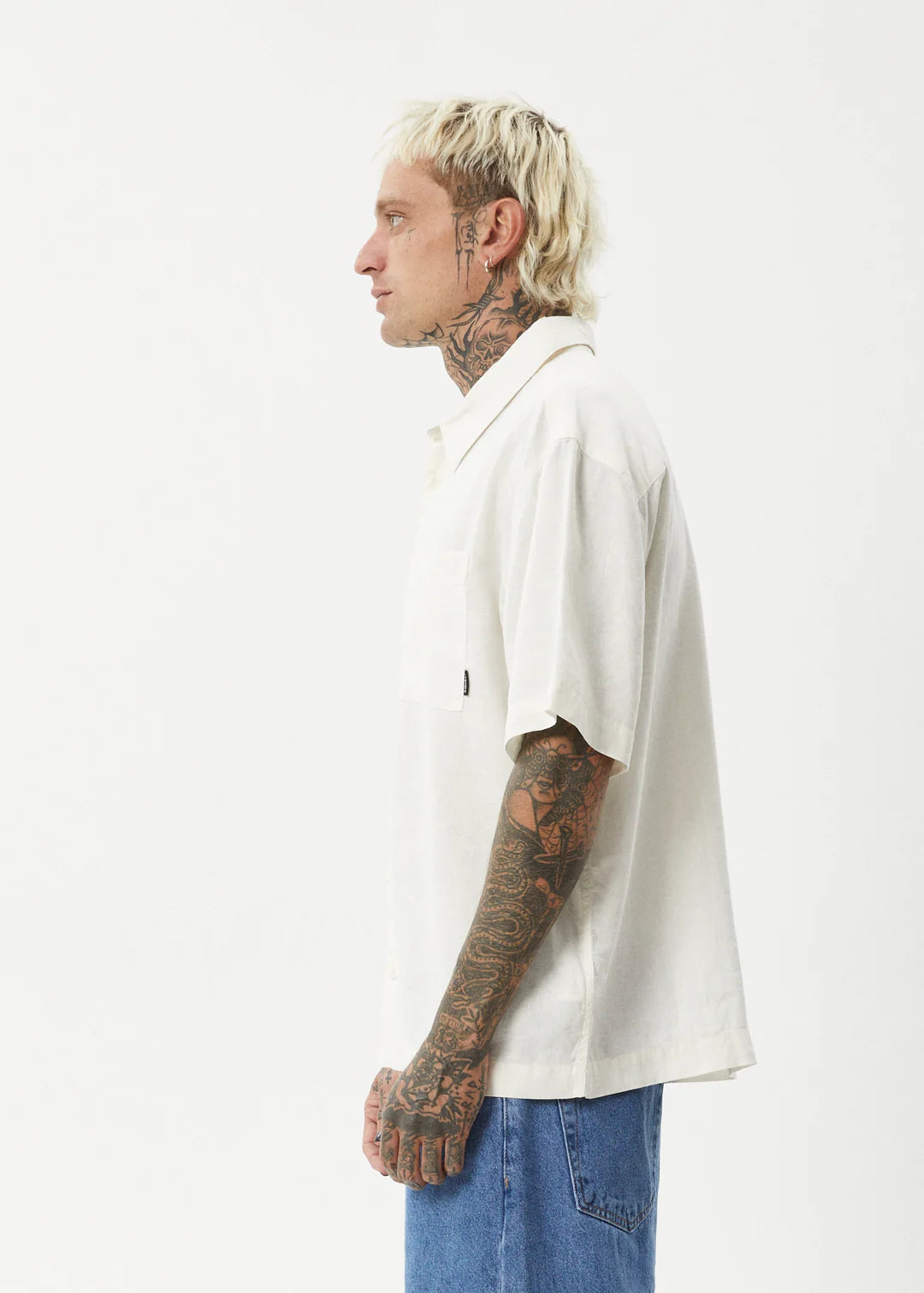 Afends Everyday Hemp Short Sleeve Shirt Off White