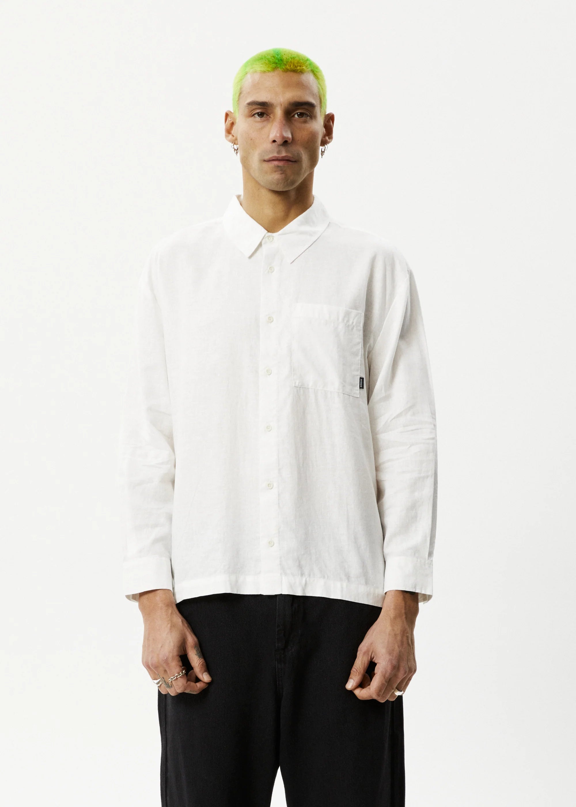Afends Everyday Hemp Cuban Long Sleeve Shirt White