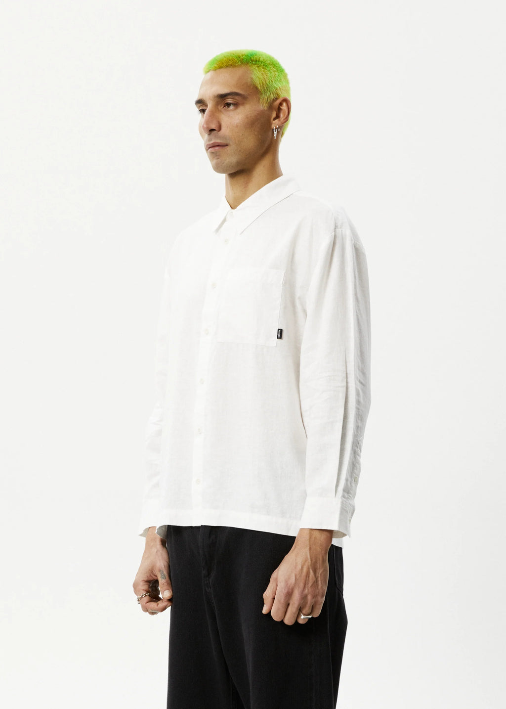 Afends Everyday Hemp Cuban Long Sleeve Shirt White