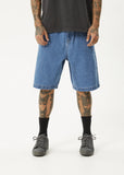 Afends Lil C Denim Baggy Short 22" - Worn Blue
