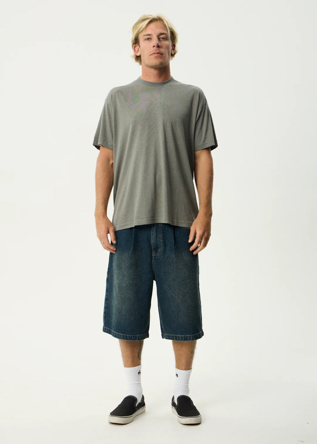 Afends Foundation Hemp Boxy Fit Tee - Washed Sycamore