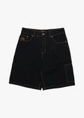 Afends Scorched Harper Denim Baggy Workwear Short 22" Washed Black