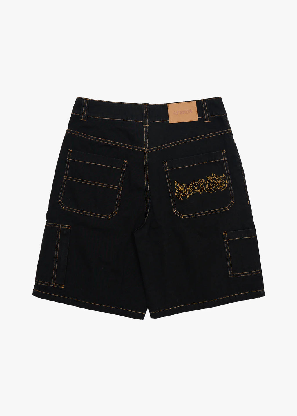 Afends Scorched Harper Denim Baggy Workwear Short 22" Washed Black
