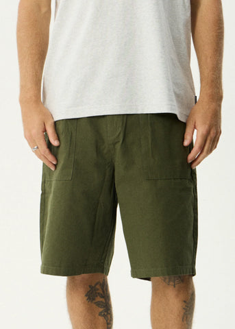 Afends Glider Recycled Pleated Short 22 Inch - Military