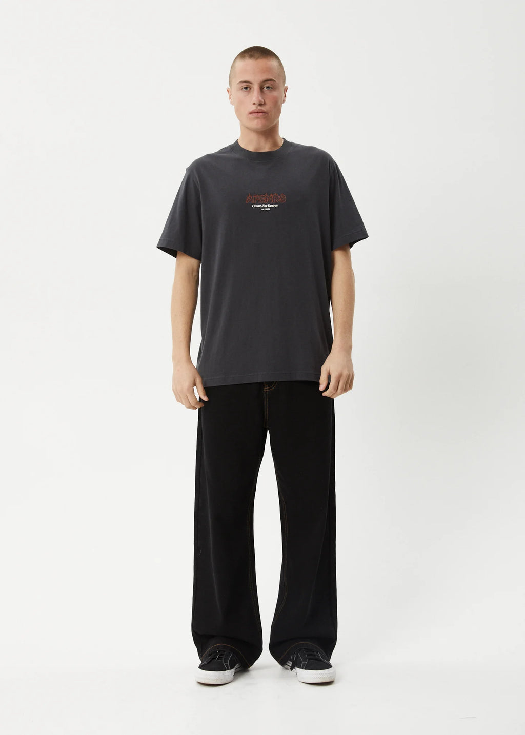 Afends Ember Retro Fit Tee Charcoal