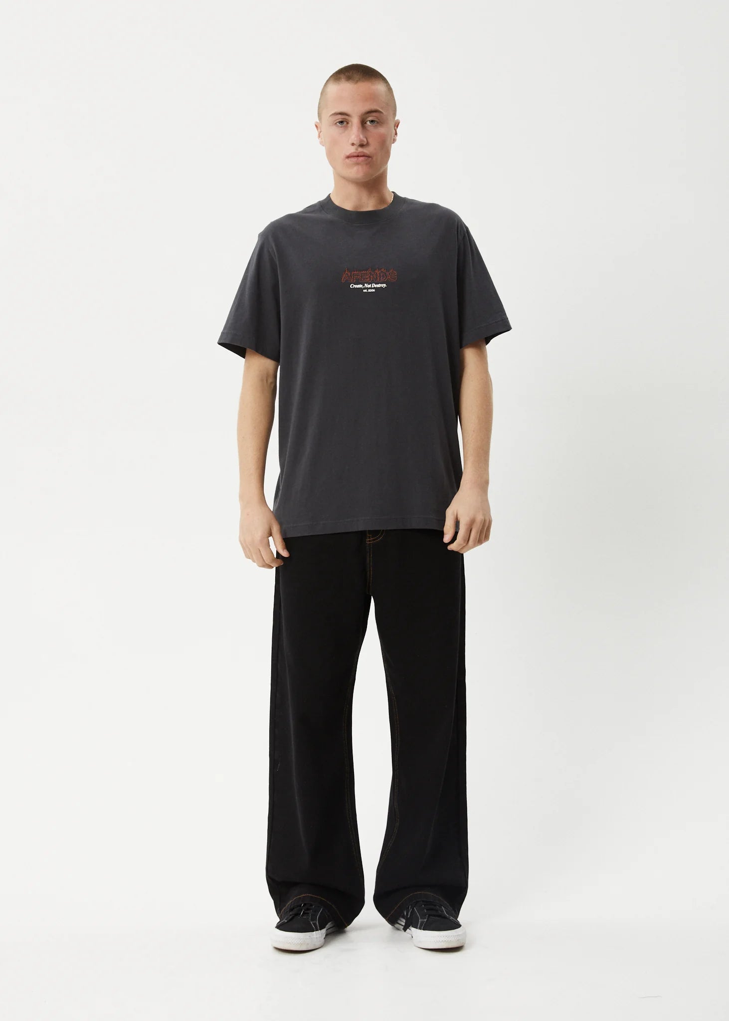 Afends Ember Retro Fit Tee Charcoal