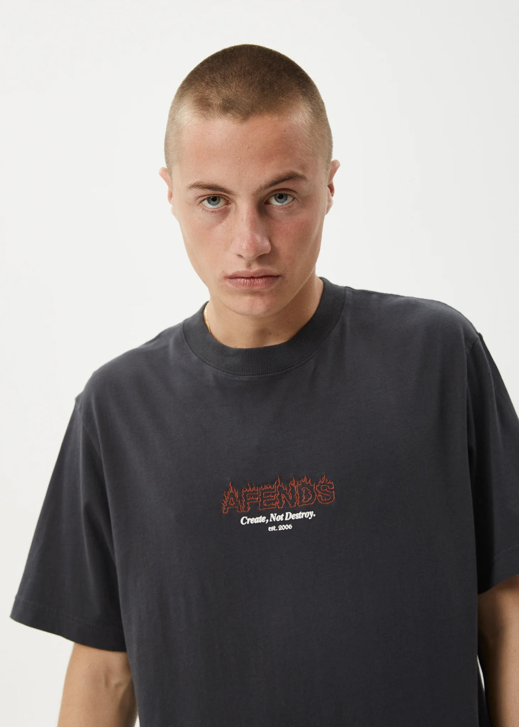 Afends Ember Retro Fit Tee Charcoal