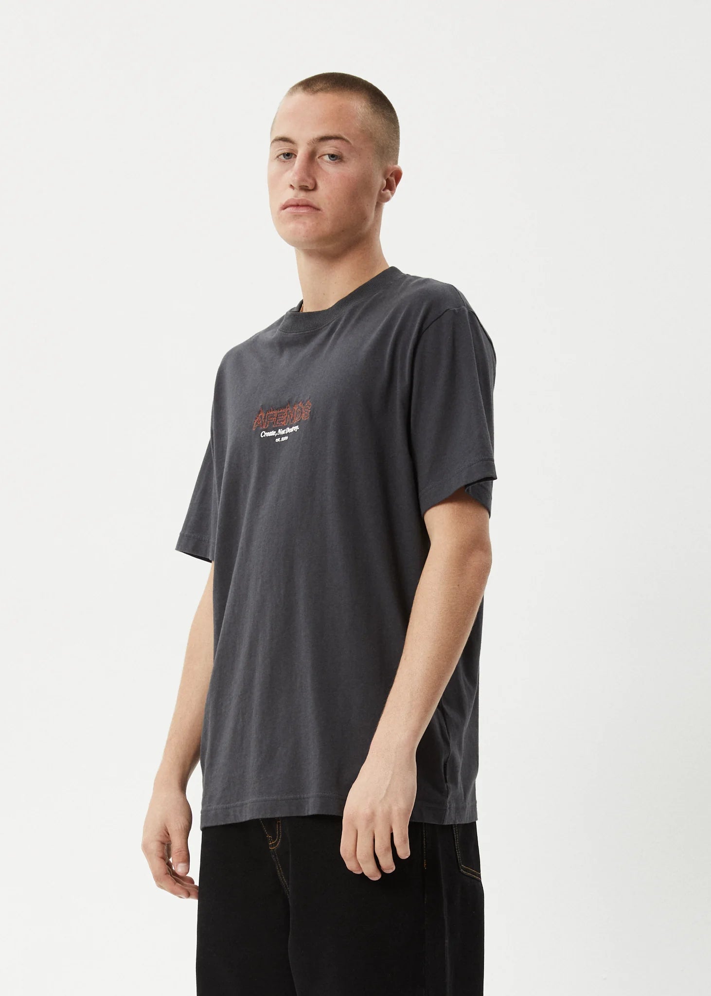 Afends Ember Retro Fit Tee Charcoal