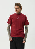 Afends Burnin Recycled Retro Fit Tee Washed Burgundy