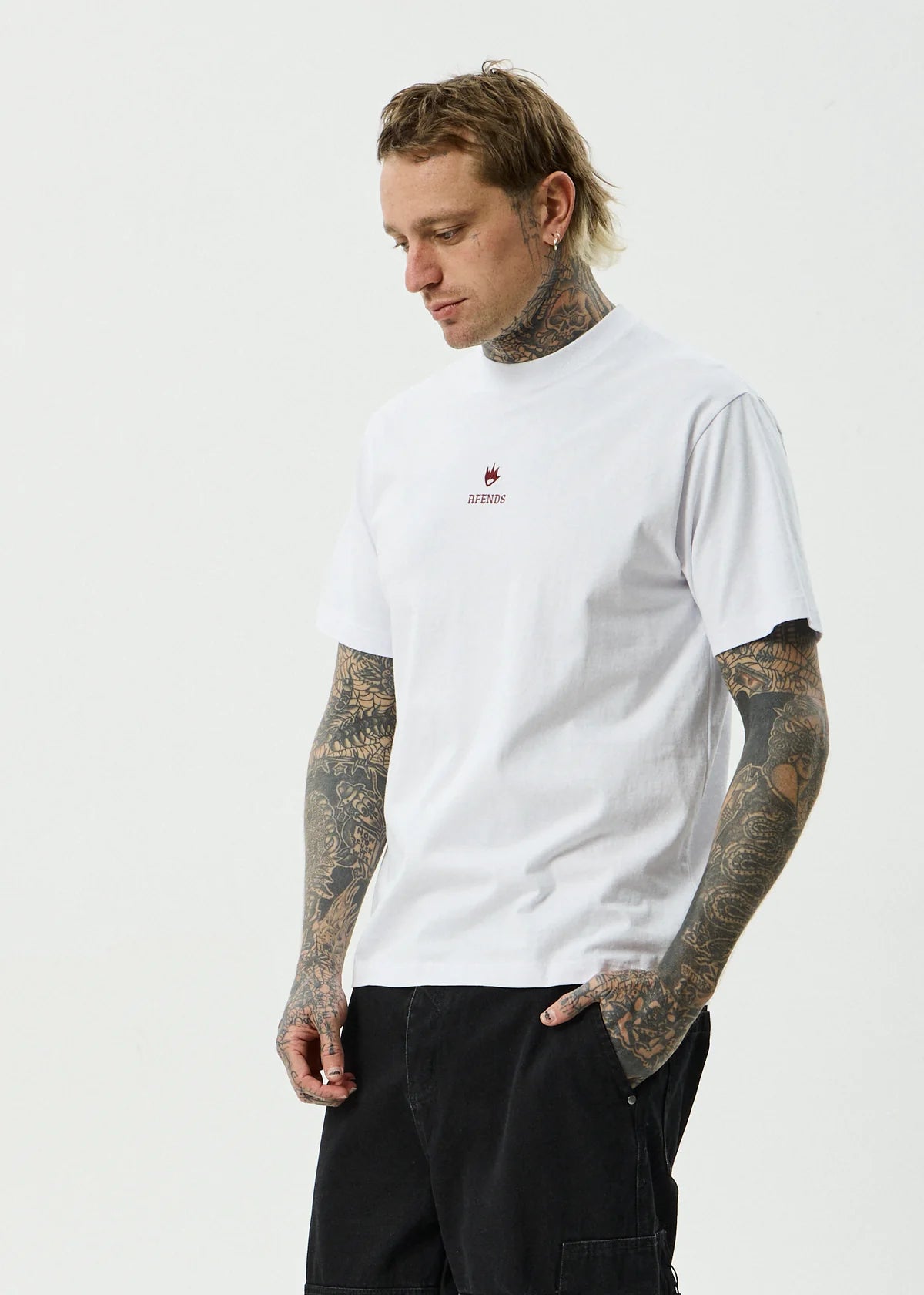 Afends Burnin Recycled Retro Fit Tee White
