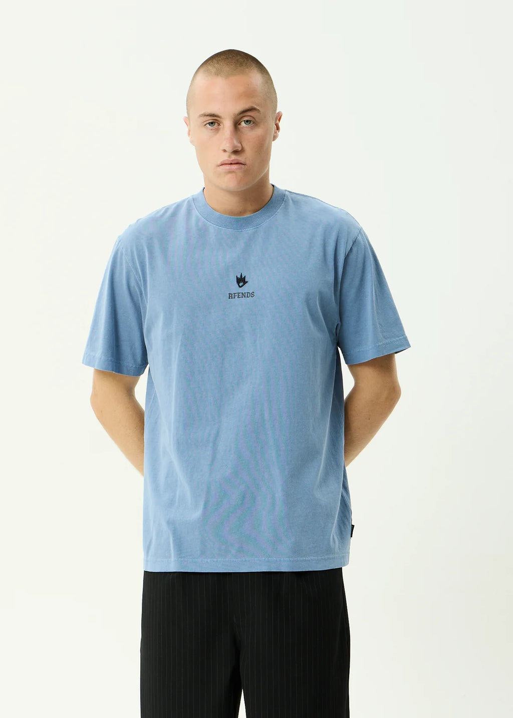 Afends Burnin Recycled Retro Fit Tee - Washed Slate Blue