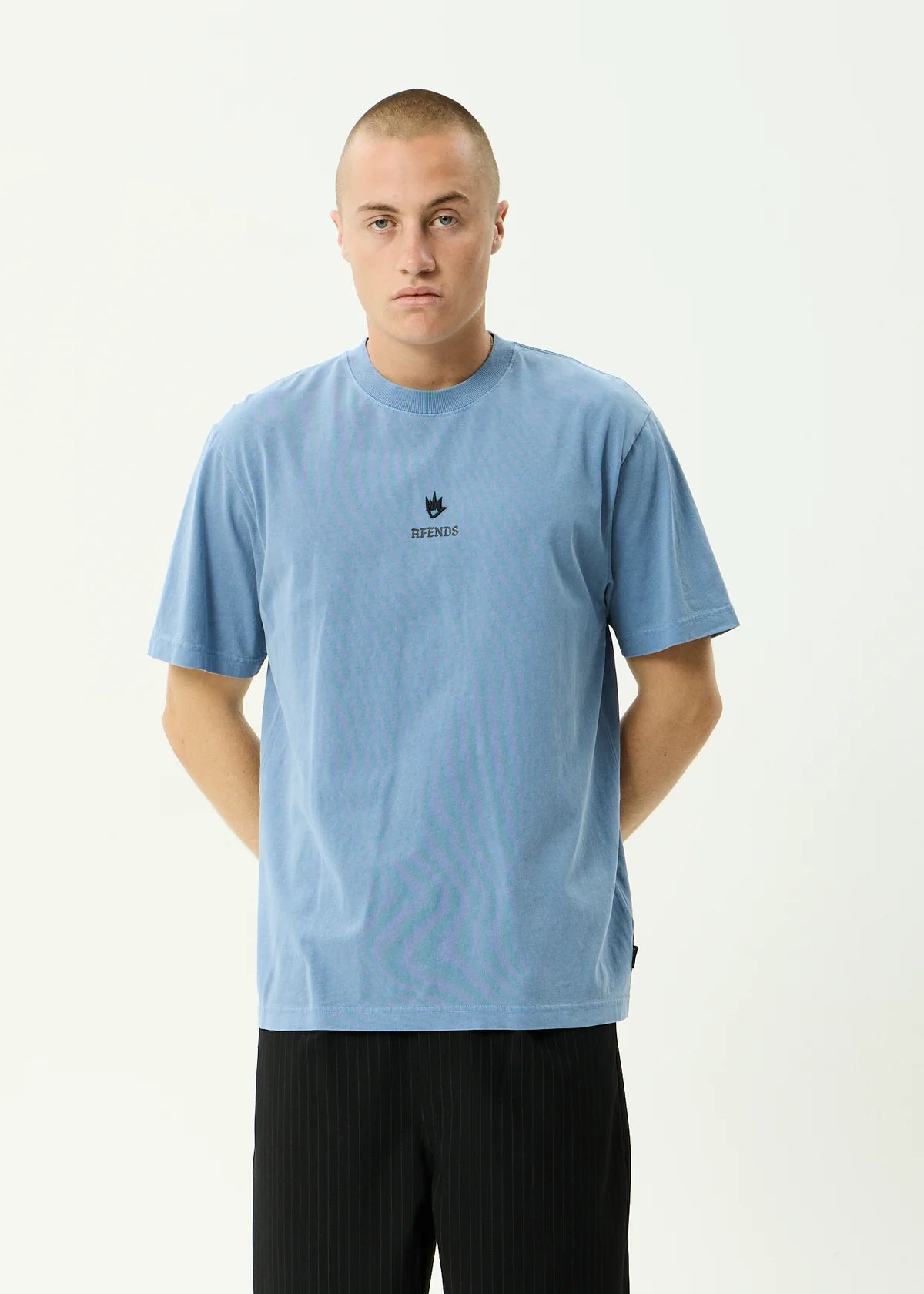 Afends Burnin Recycled Retro Fit Tee - Washed Slate Blue