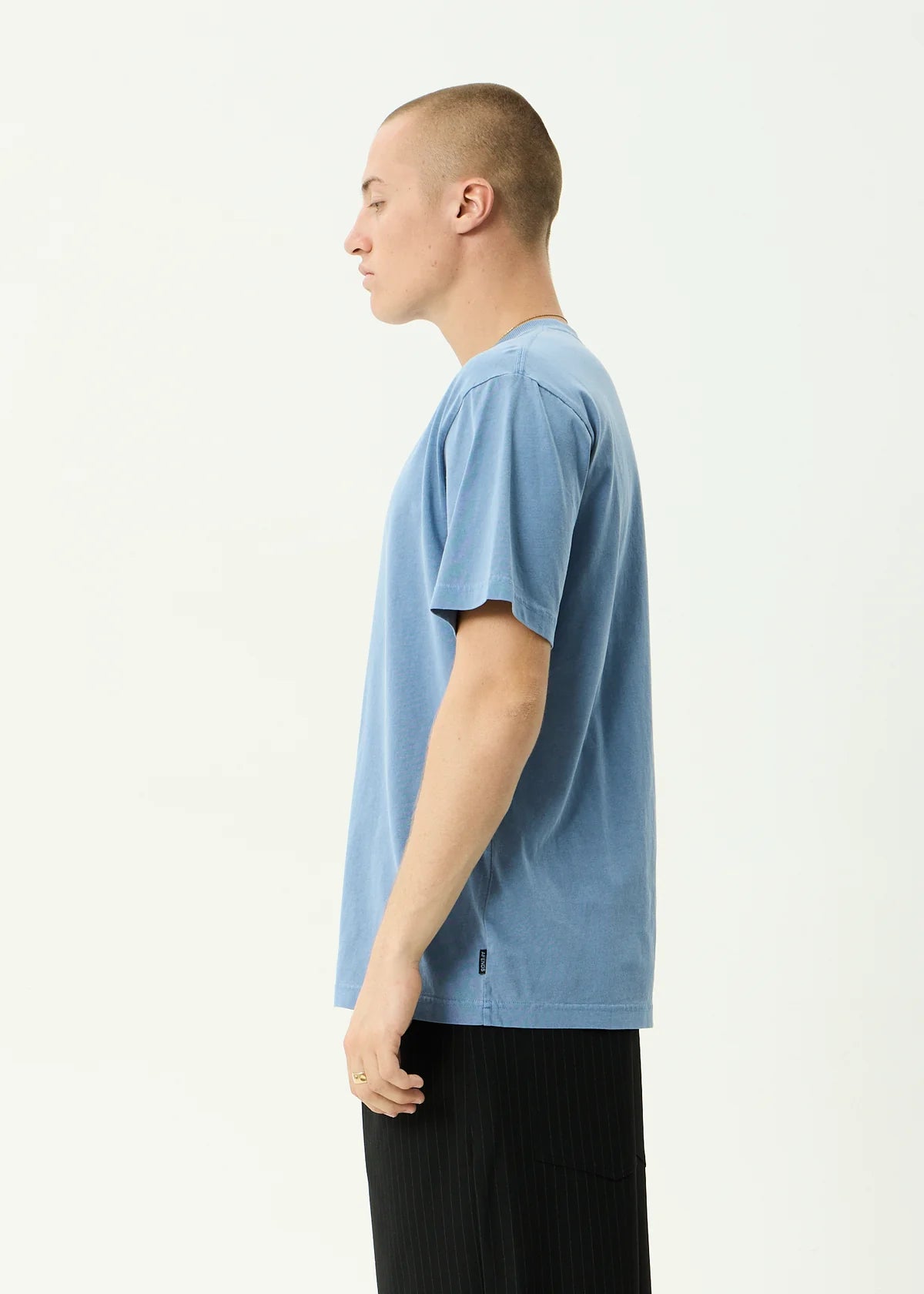 Afends Burnin Recycled Retro Fit Tee - Washed Slate Blue