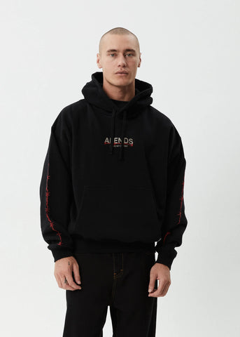 Afends Wired Recycled Boxy Pull On Hood Black
