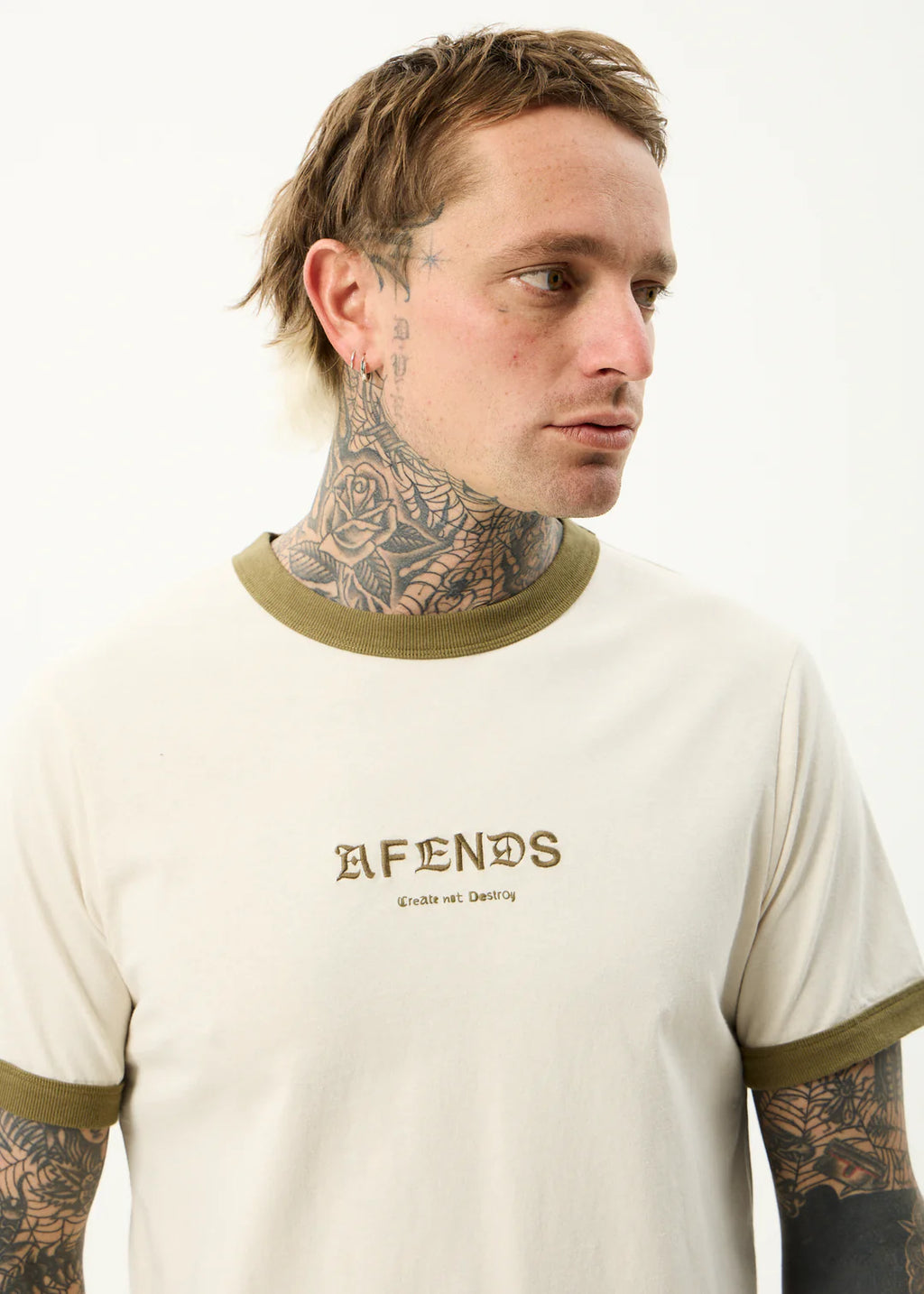 Afends Mix Up Recycled Ringer T-Shirt - Moonbeam