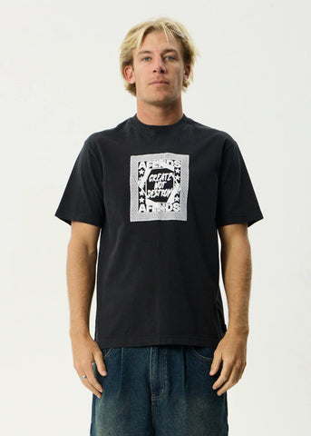 Afends Painter Recycled Retro Fit Tee - Stone Black