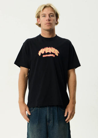 Afends Flame On Recycled Boxy Fit Tee - Black